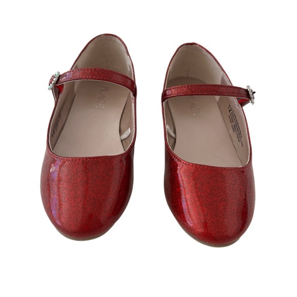 The Children's Place Sparkling Red Glitter Ballet Flats Shoes | Toddler Girl 12 - Picture 4 of 8